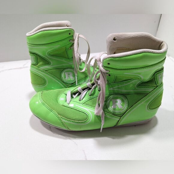 Ringside Diablo Boxing wrestling leather Shoes neon Green size 5 . Breathable - Picture 6 of 13
